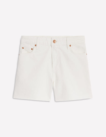 Cut Off Denim Shorts-White