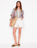 Cut Off Denim Shorts-White