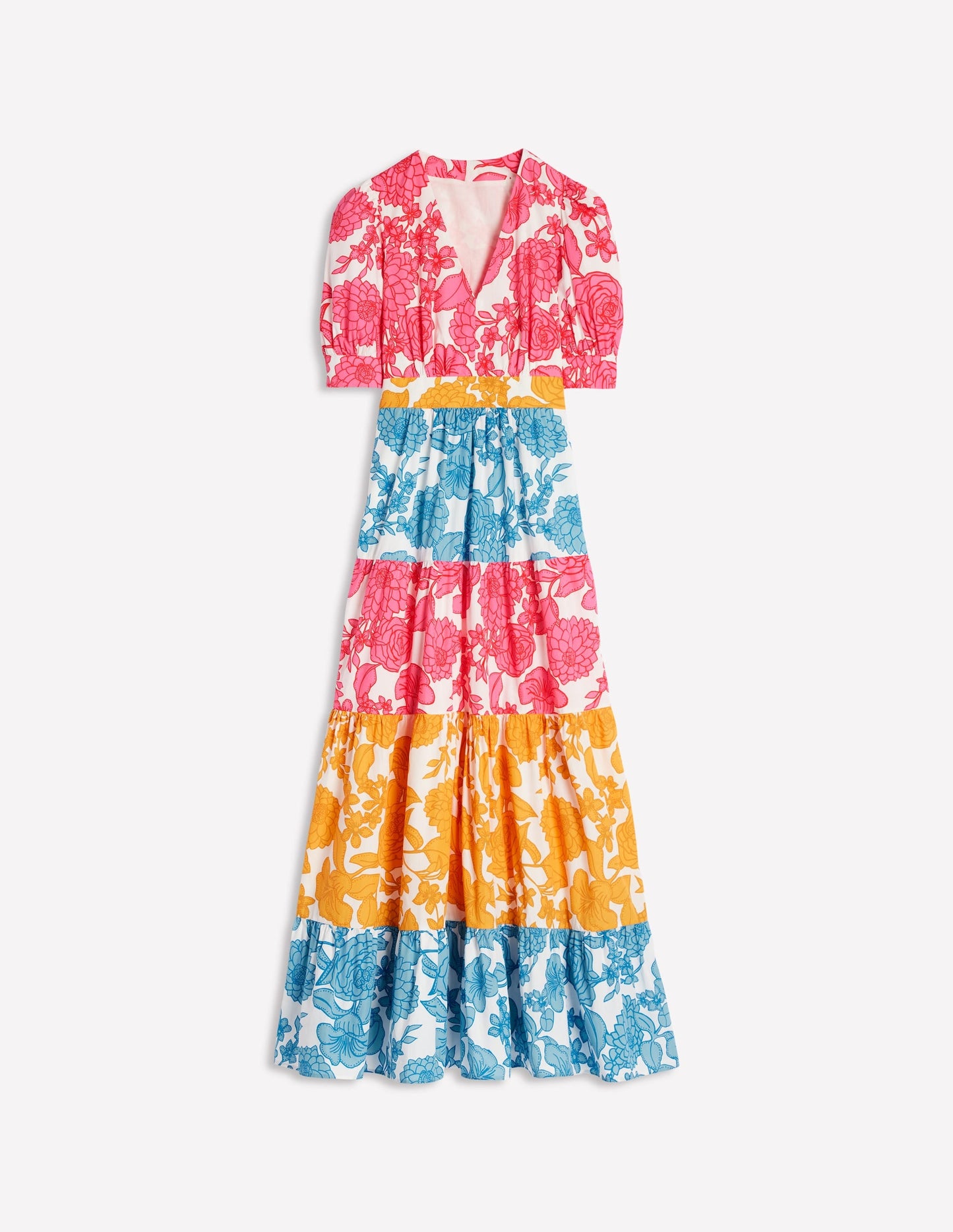 Bella Puff Sleeve Maxi Dress-Multi, Blossom Cascade