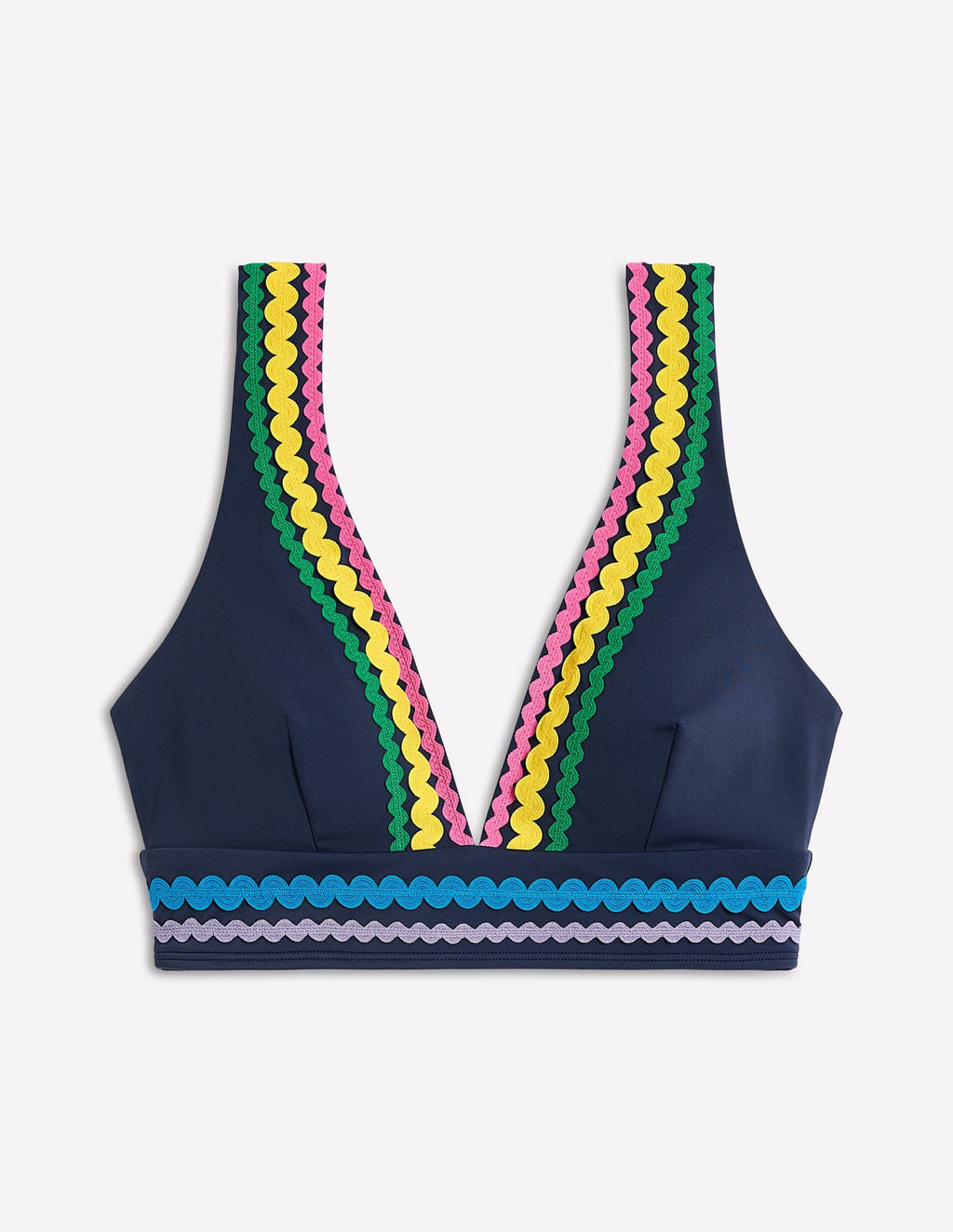 Porto V-neck Bikini Top-Navy Rik Rak