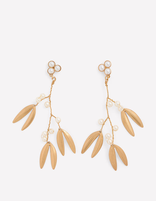 Festive Metal Earrings-Pearl