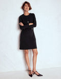 Lavinia Button Shift Dress-Black