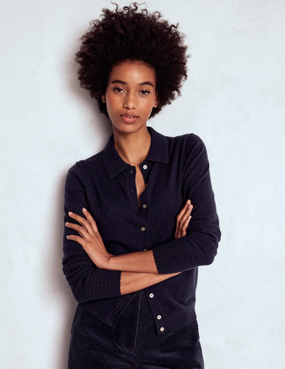 Briony Stitch Cardigan-Navy