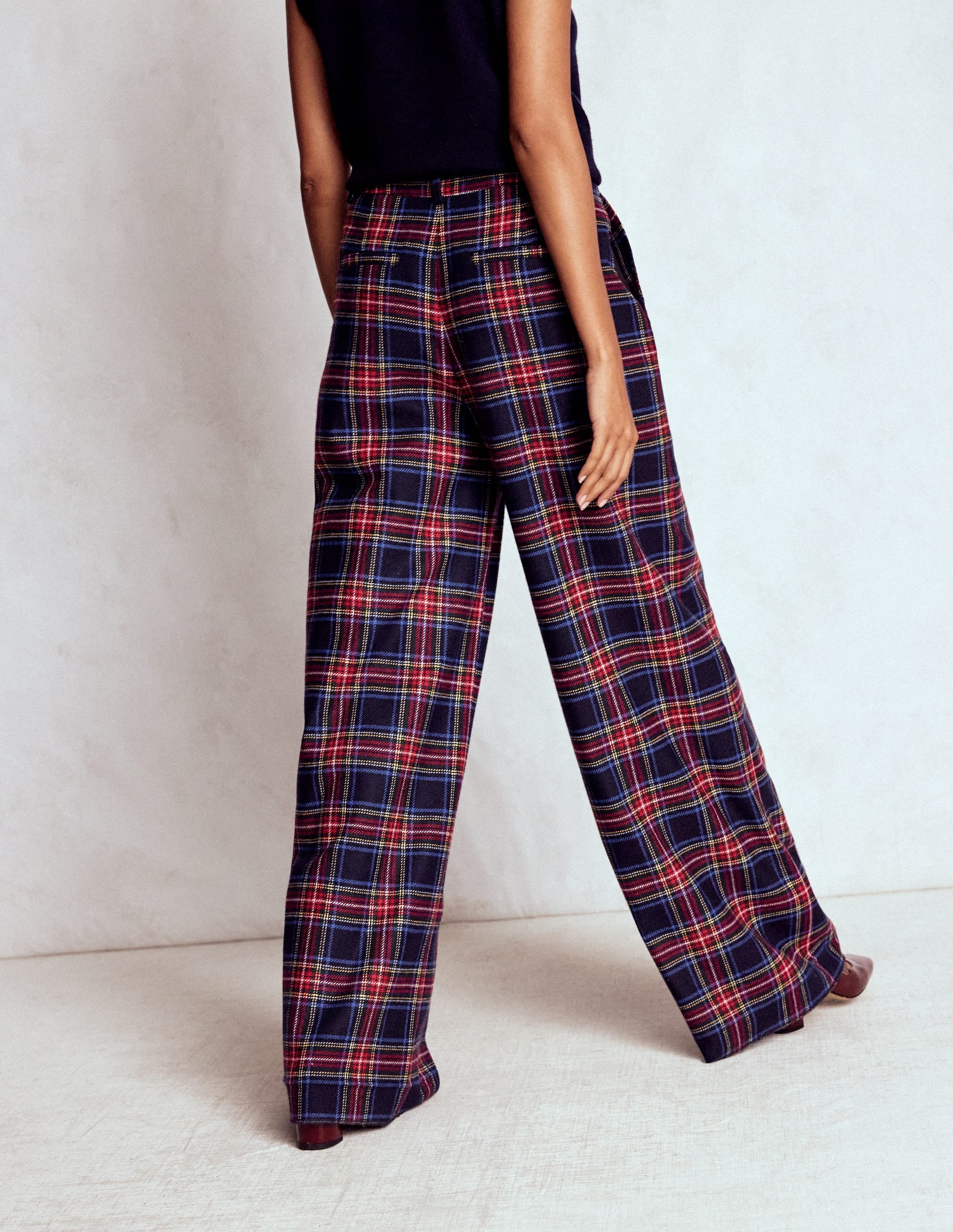 Belgravia Wool Blend Pants-Navy, Green and Red Check