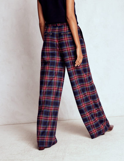 Belgravia Wool Blend Pants-Navy, Green and Red Check