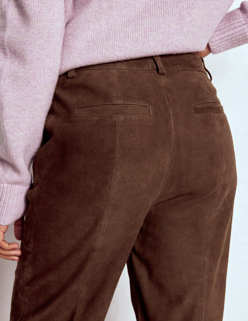 Suede Straight Leg Pants-Dark Chocolate