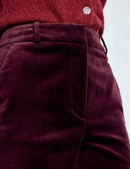 Canonbury Velvet Pants-Dark Cherry