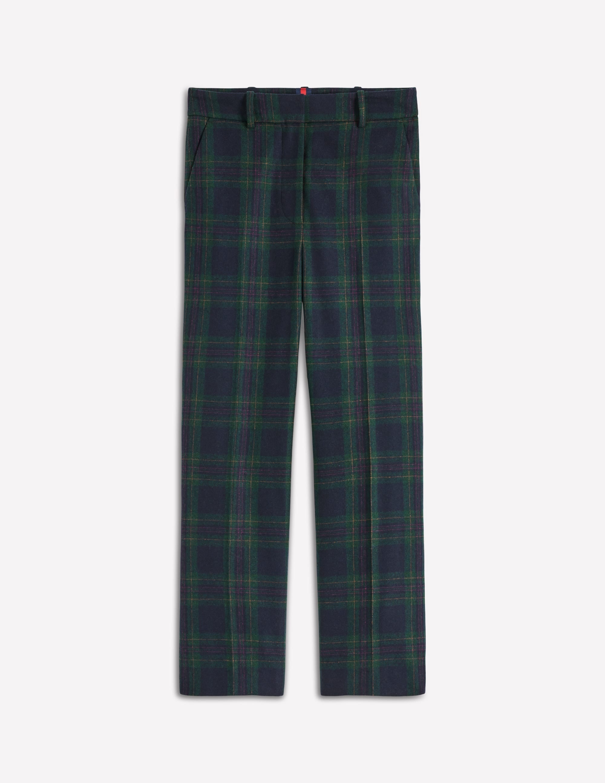 Canonbury Wool Blend Pants-Navy and Green Tonal Check