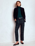 Canonbury Wool Blend Pants-Navy and Green Tonal Check