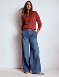 Stitch Detail Wide Leg Jeans-Mid Vintage