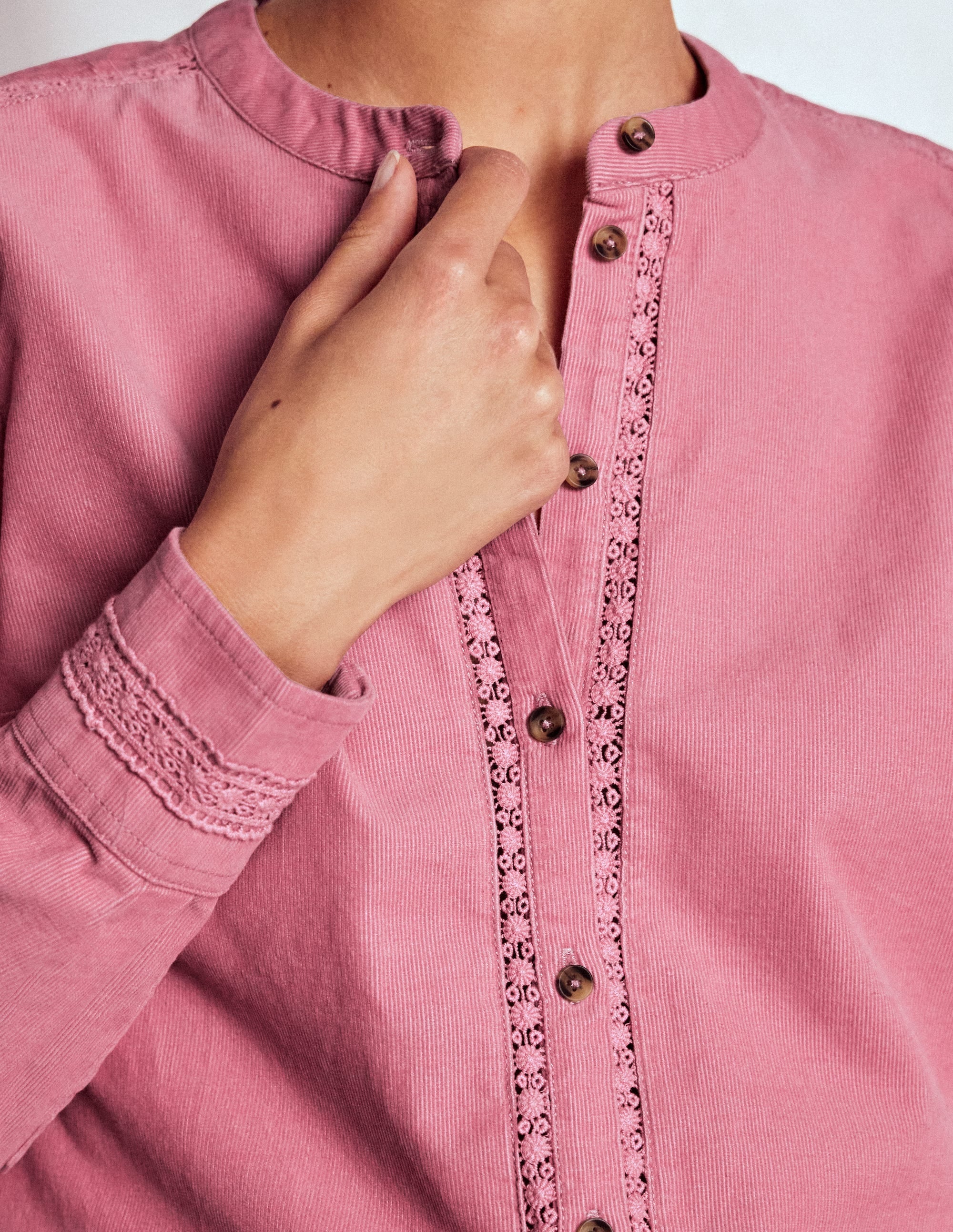 Victoria Cord Shirt-Blushing Rose