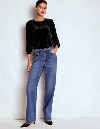 Mila Velvet Top-Black
