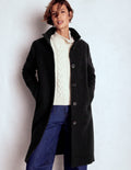Funnel Neck Coat-Black