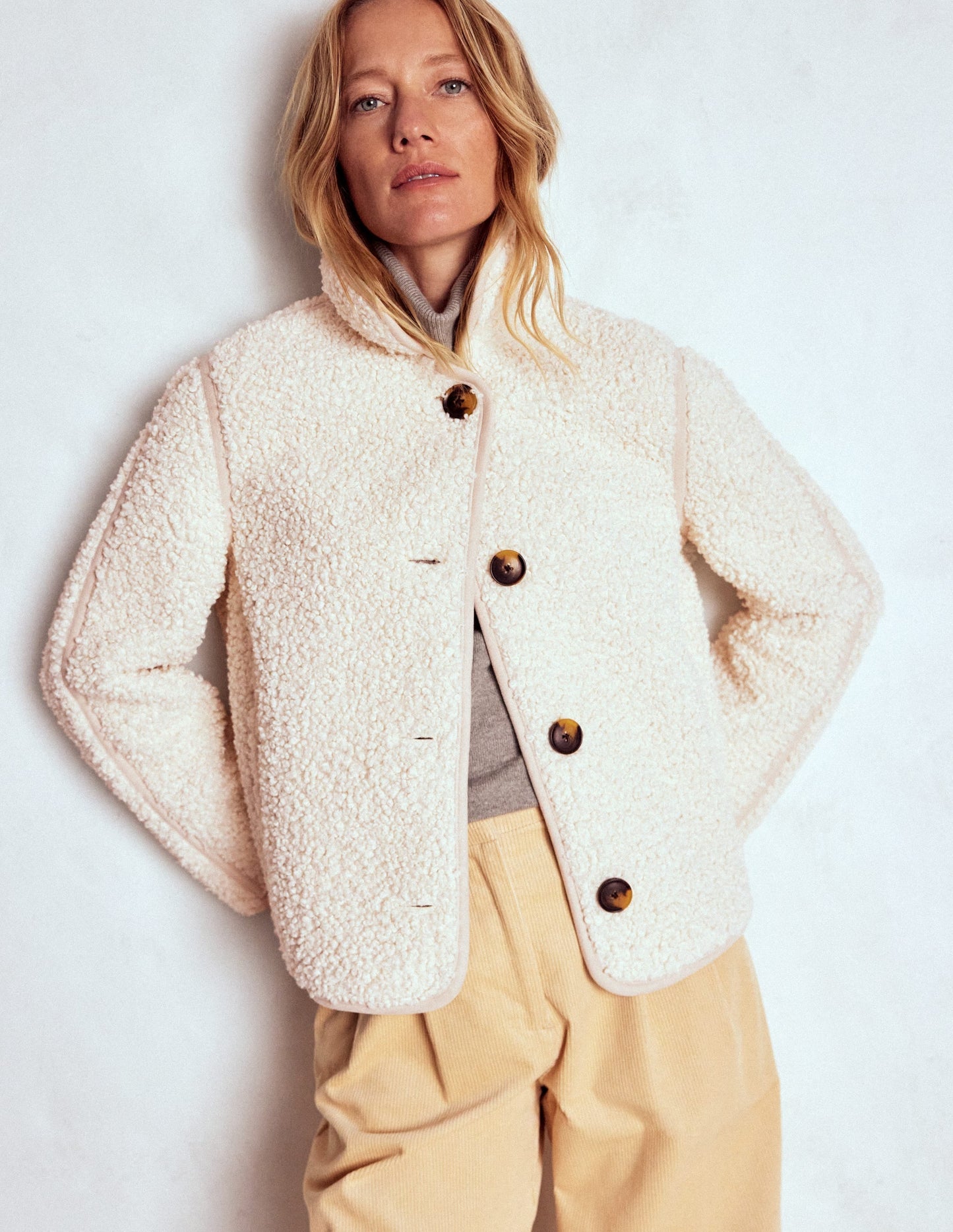 Borg Jacket-Curly Natural Borg