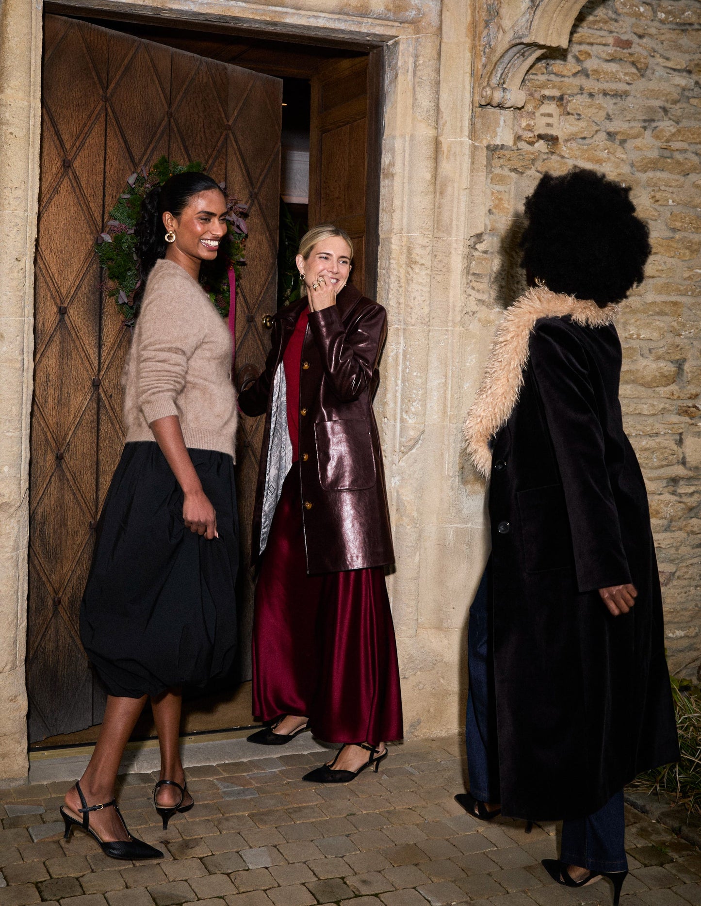 Carlisle Faux Leather Coat-Dark Cherry