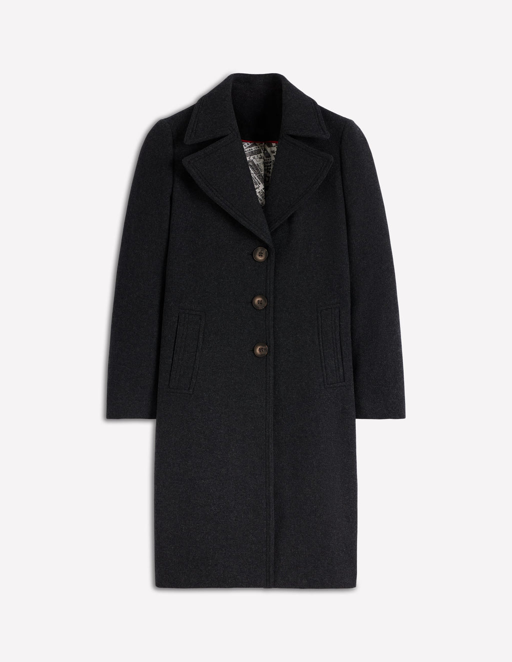 Newport Wool Coat-Charcoal Marl
