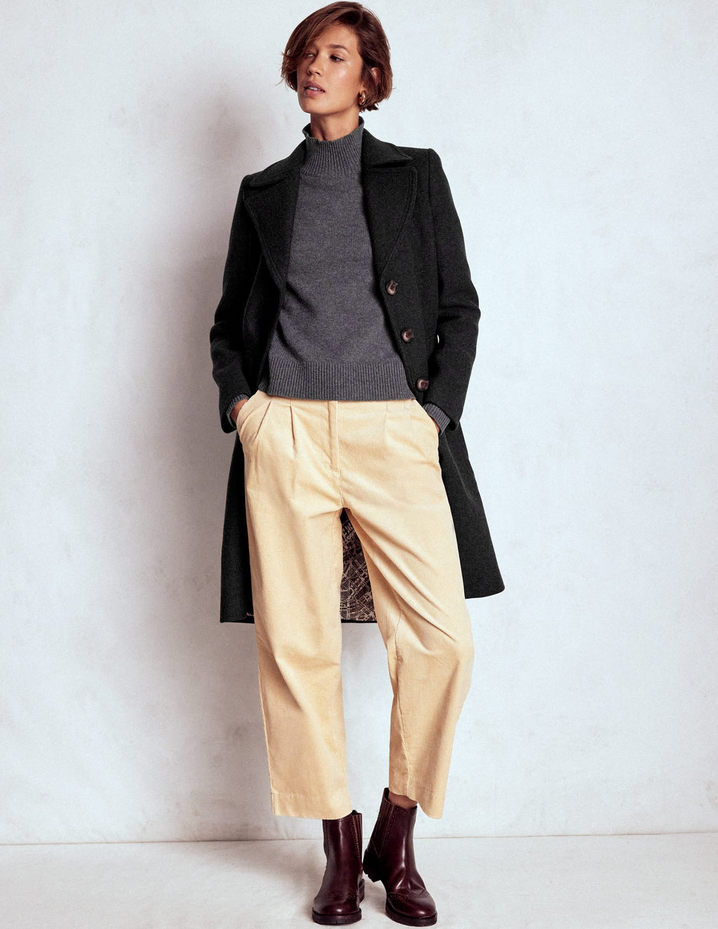 Newport Wool Coat-Charcoal Marl