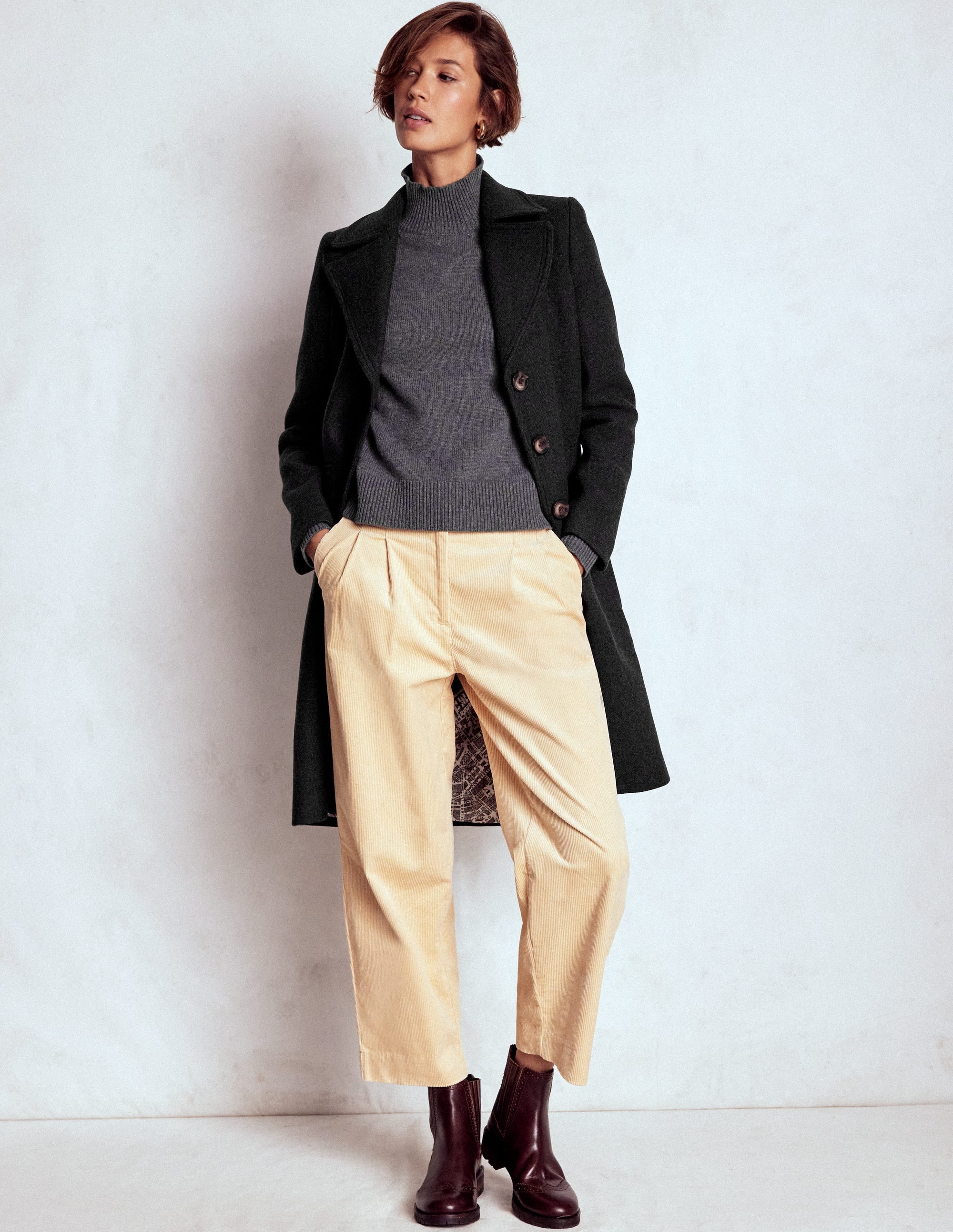 Newport Wool Coat-Charcoal Marl