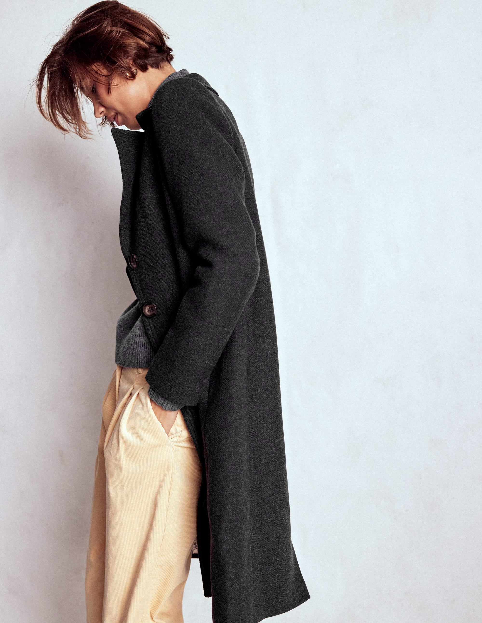 Newport Wool Coat-Charcoal Marl