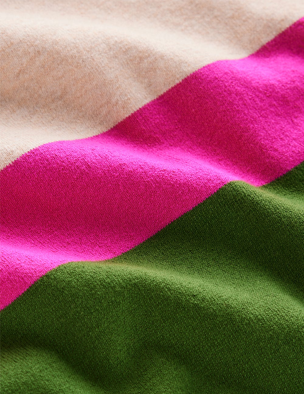 Lara Relaxed Cotton Jumper-Courtyard Green / Pink Yarrow