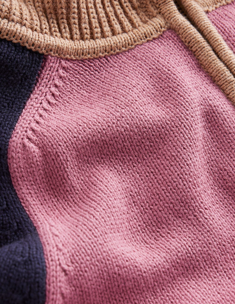 Lucy Half Zip Sweater-Pink Heather, Navy