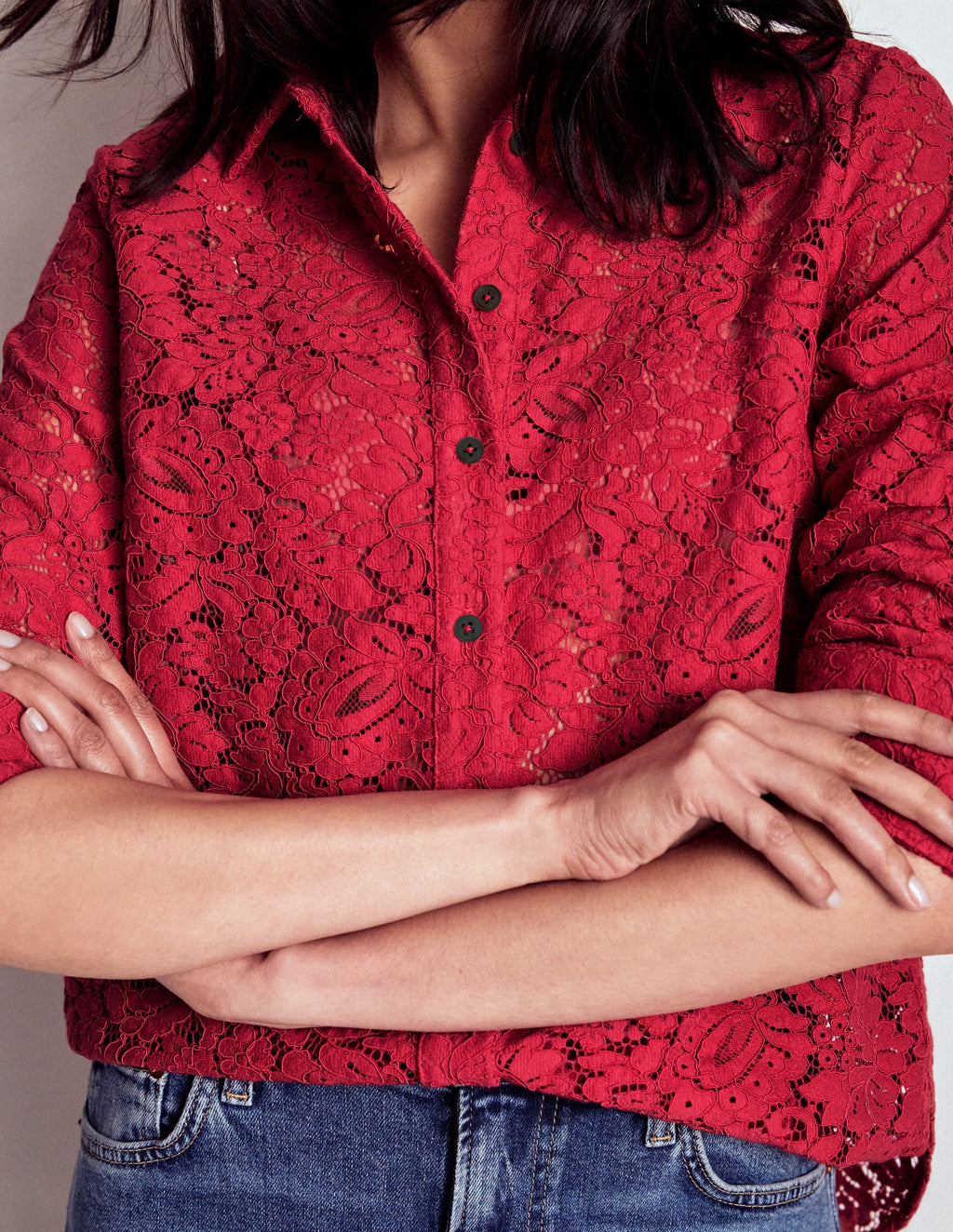 Lace Shirt-Rumba Red