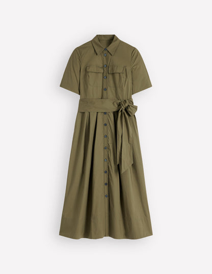 Zoe Short Sleeve Shirt Dress-Woodland Green