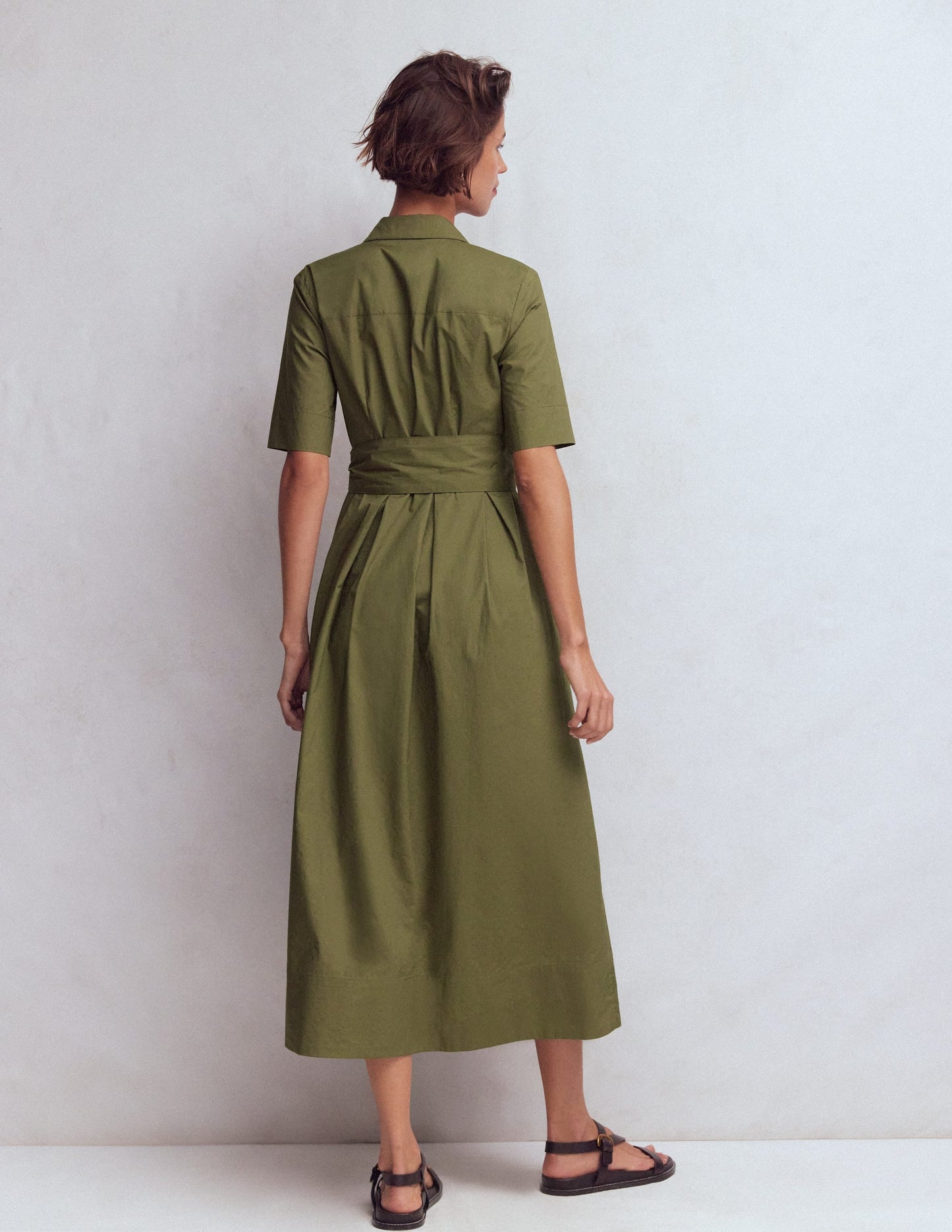 Zoe Short Sleeve Shirt Dress-Woodland Green