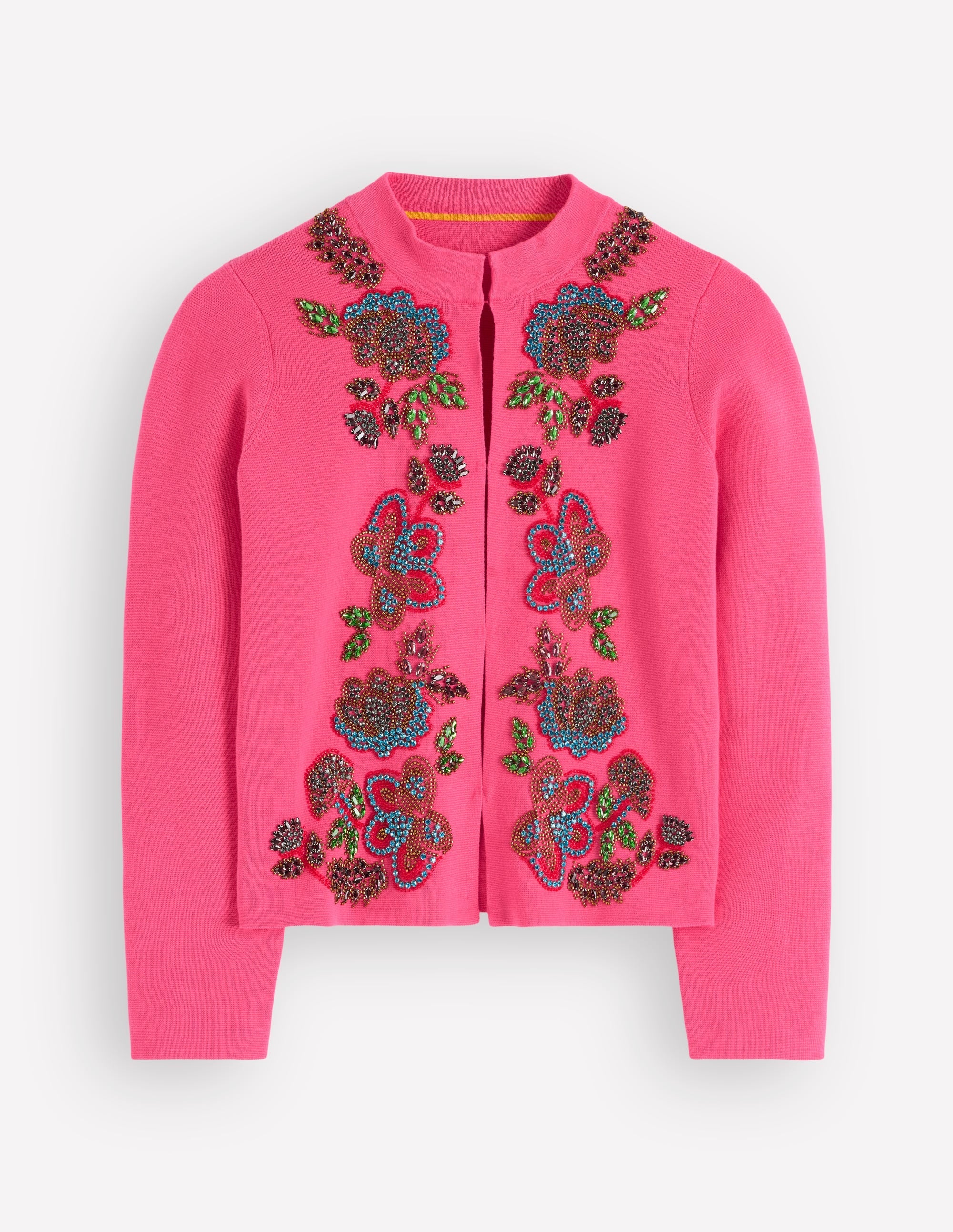 Elena Stand Neck Jacket-Pink Embroidery