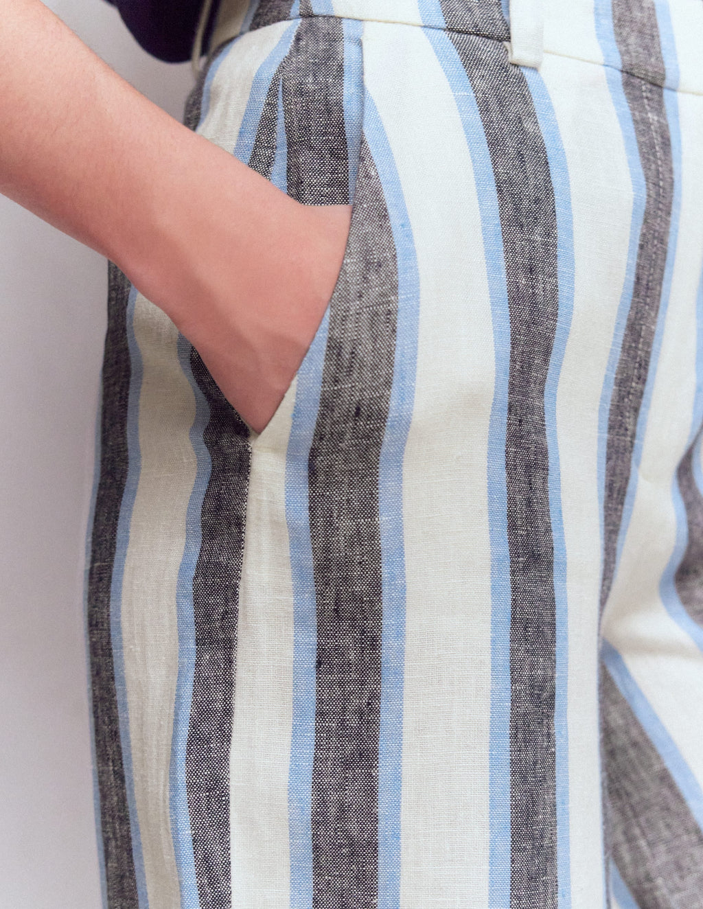 Belgravia Linen Pants-Blue and White Stripe