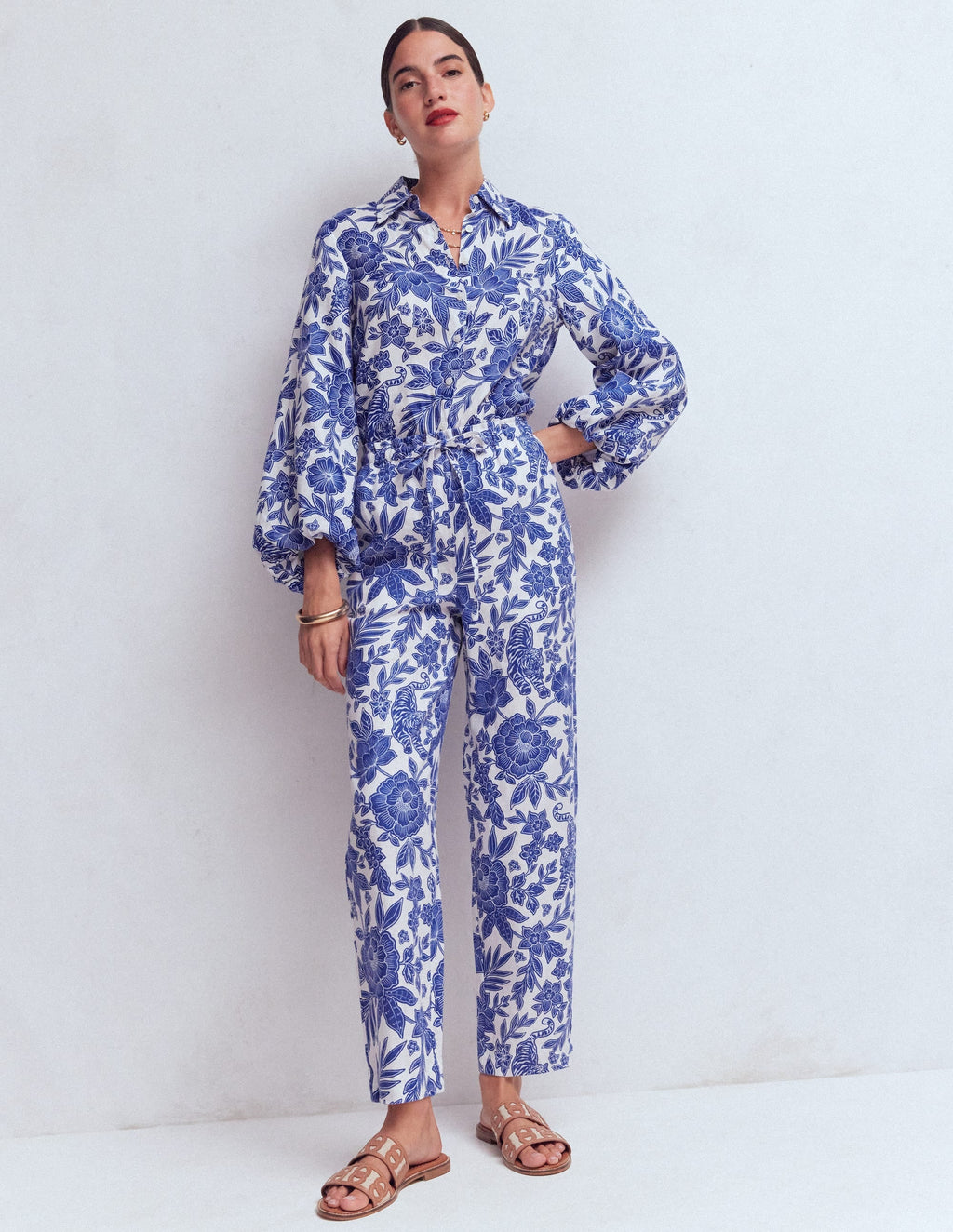 Islington Linen Crop Pants-Mazarine Blue, Tigers Paradise