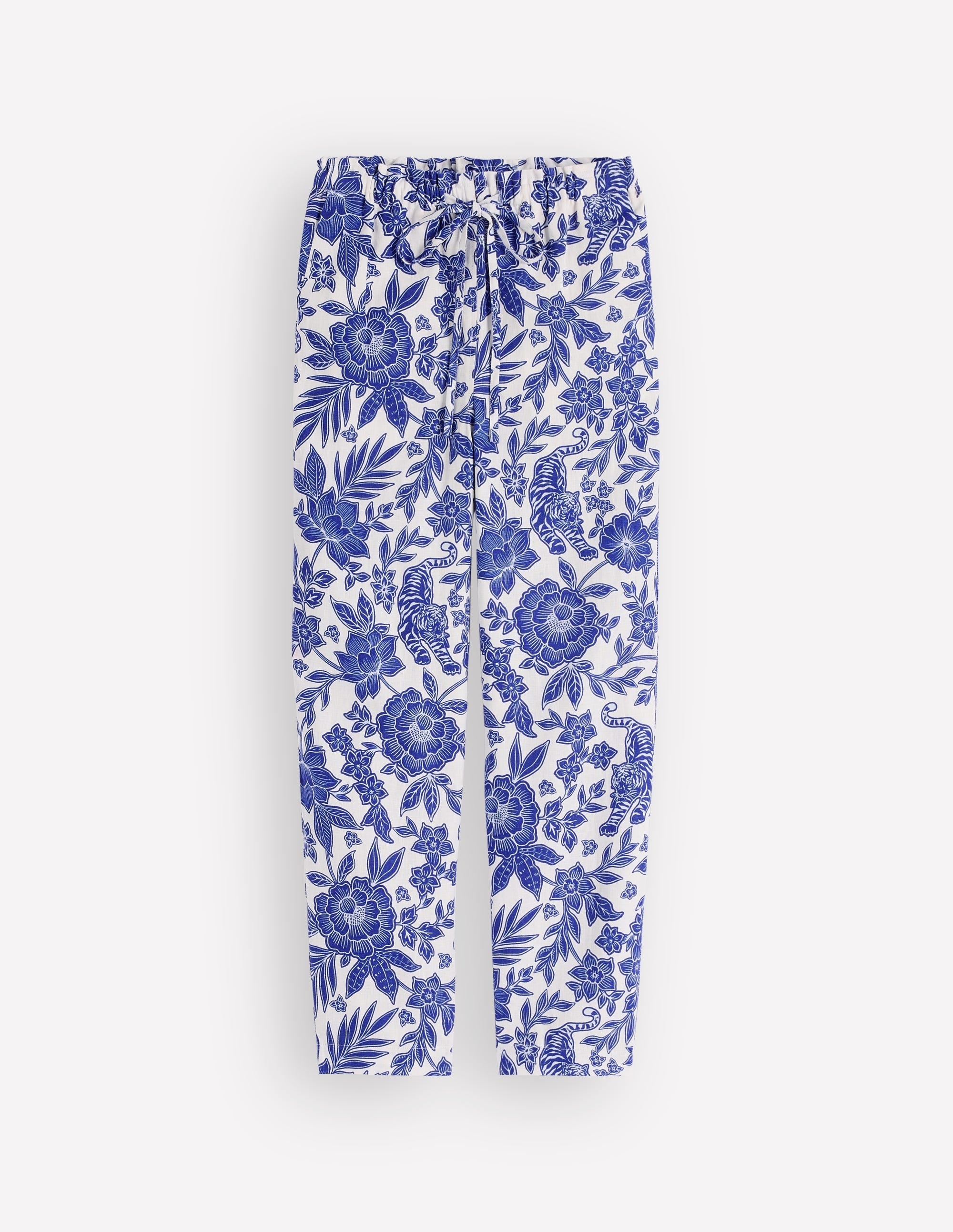 Islington Linen Crop Pants-Mazarine Blue, Tigers Paradise