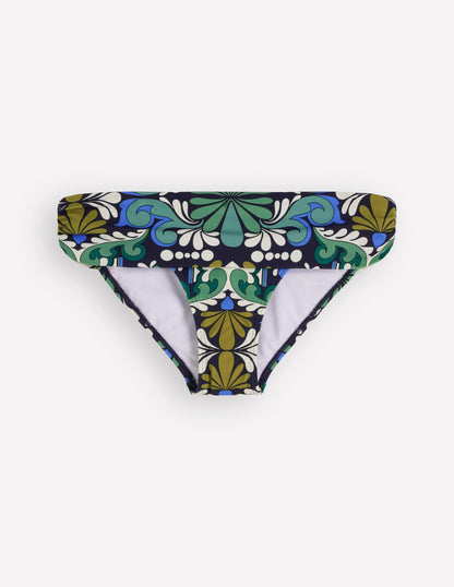 Classic Fold Bikini Bottoms-French Navy, Bloom Tapestry