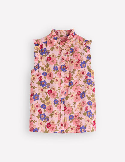 Isabel Sleeveless Linen Top-Blooming Pink, Blossomy Garden