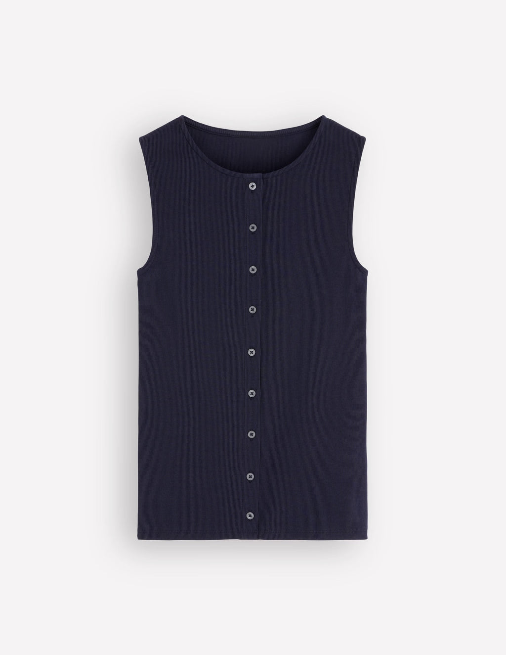 Evie Button Through Rib Vest-Navy