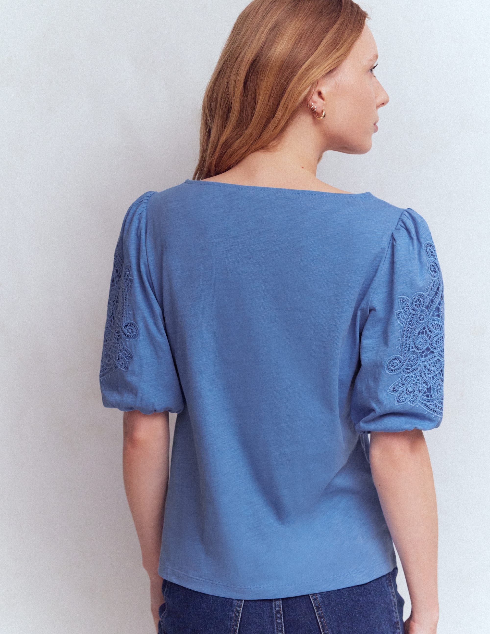 Tape Lace T-shirt-Forget Me Not Blue