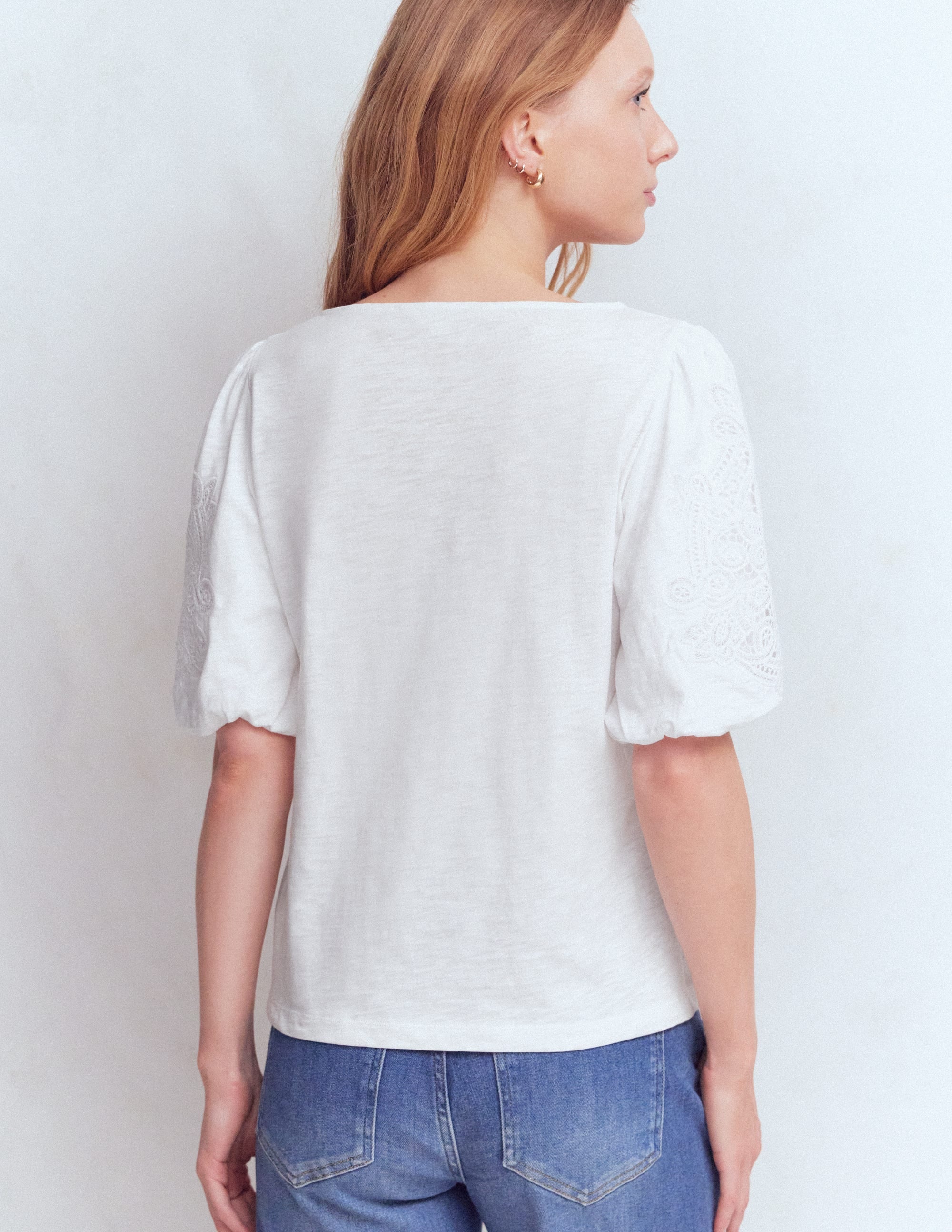 Tape Lace T-shirt-White