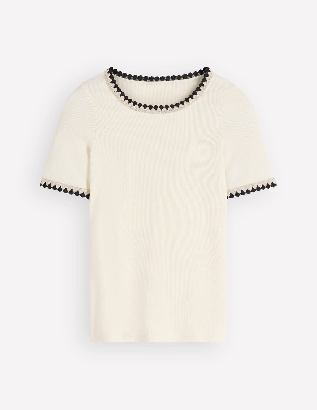 Maddie Trim Detail T-Shirt-Ivory with Black