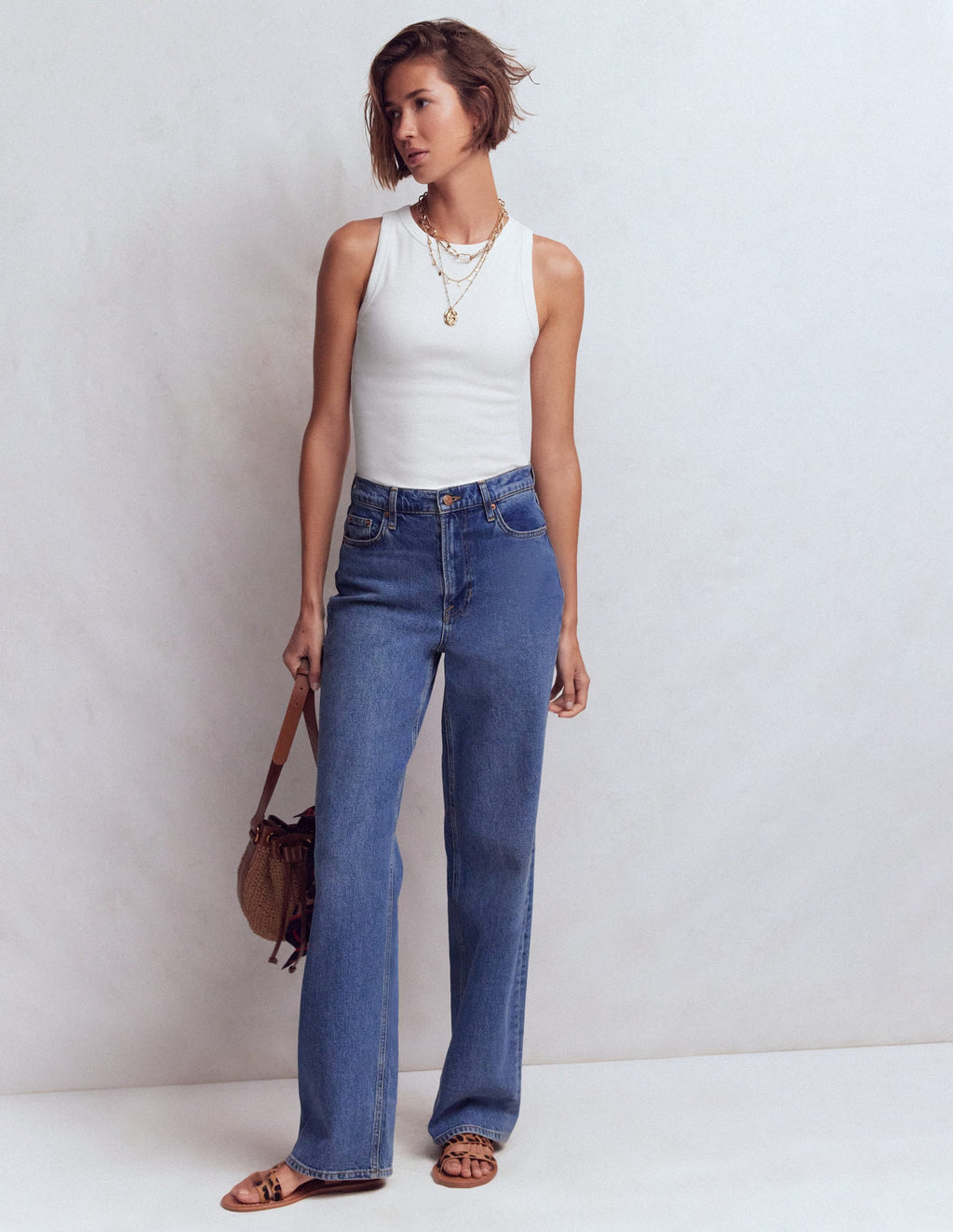 Ribbed Racer Vest-White