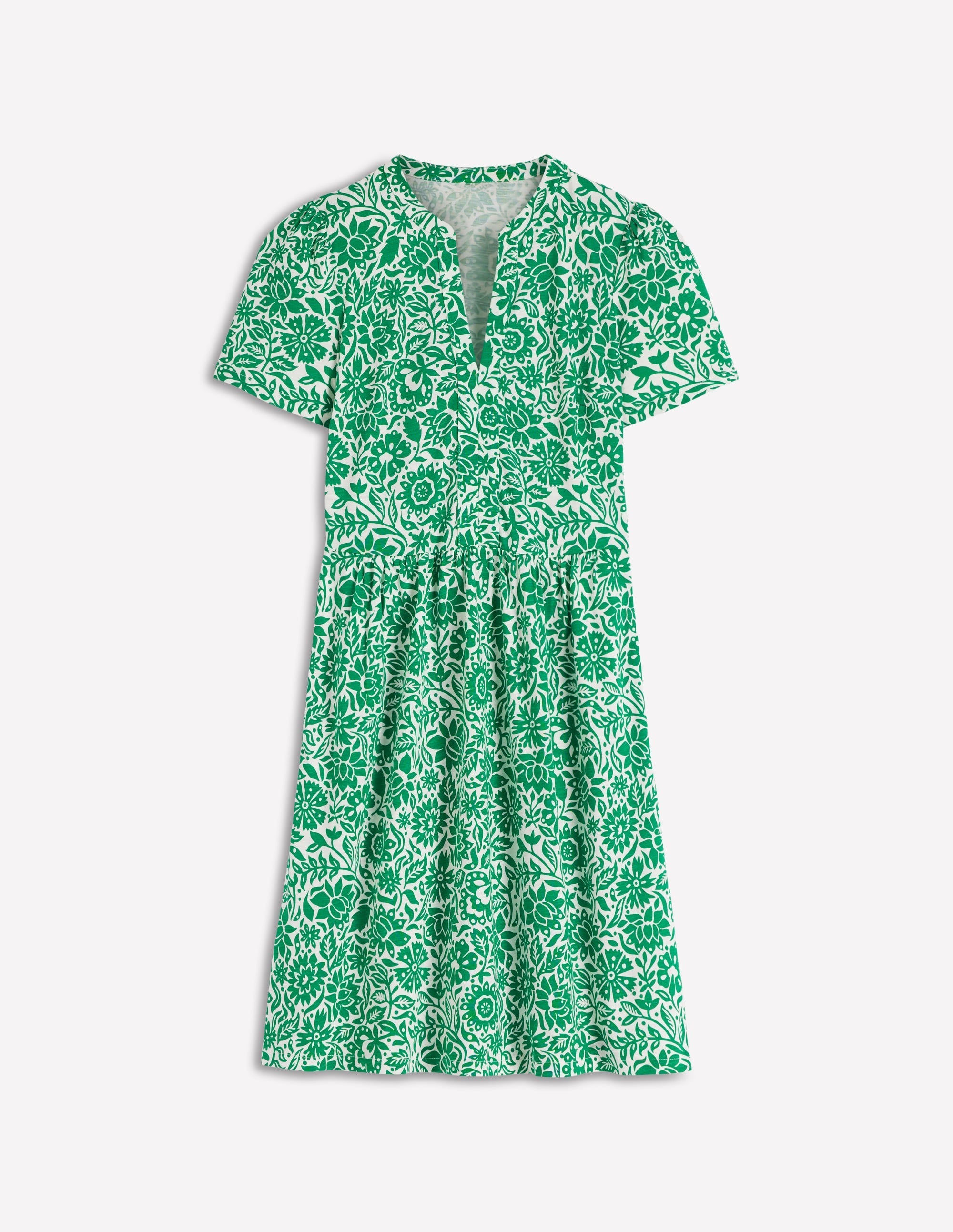 Naomi Short Sleeve Dress-Fresh Green, Meadow Scatter