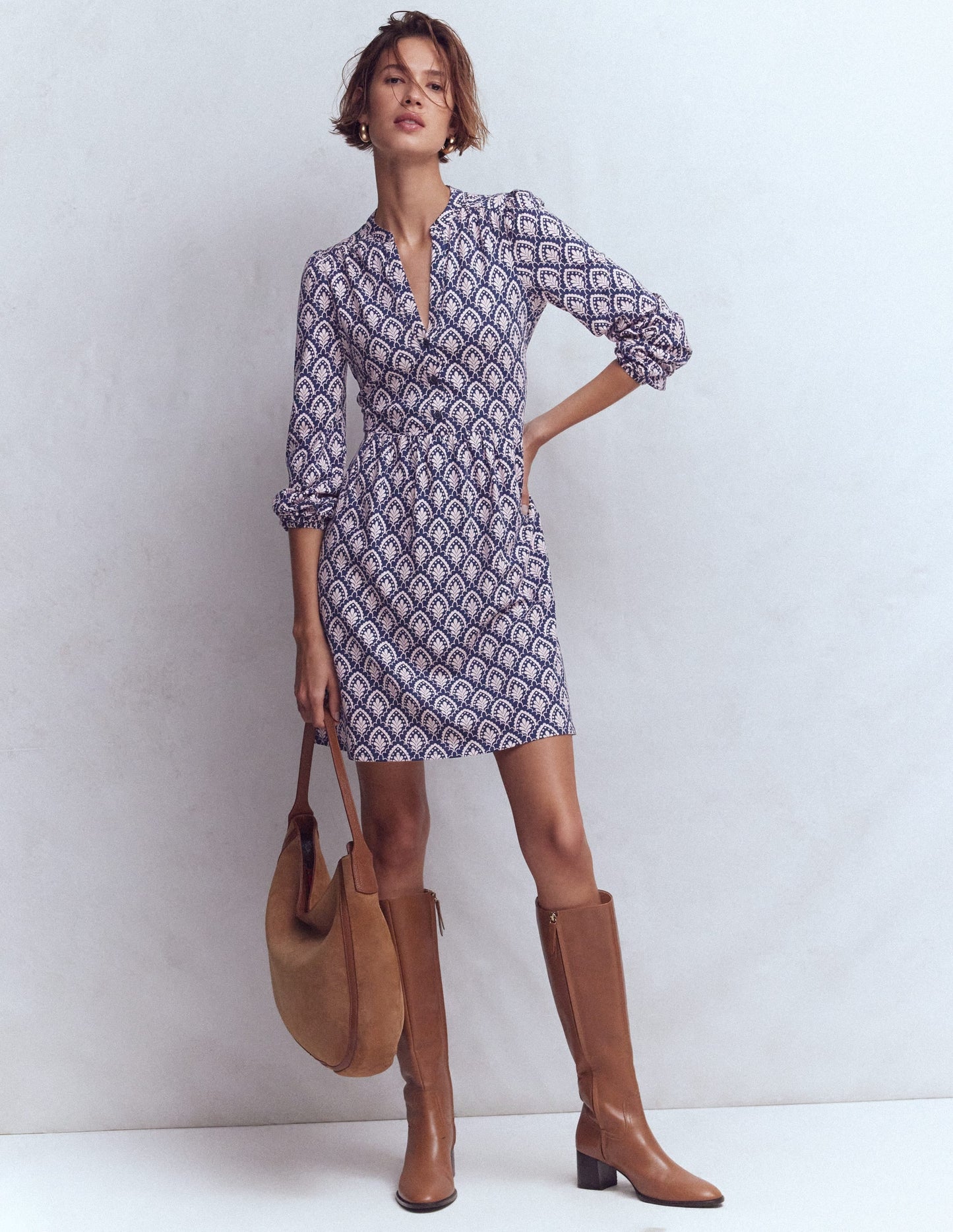Amy Short Jersey Dress-Navy, Petal Terrace
