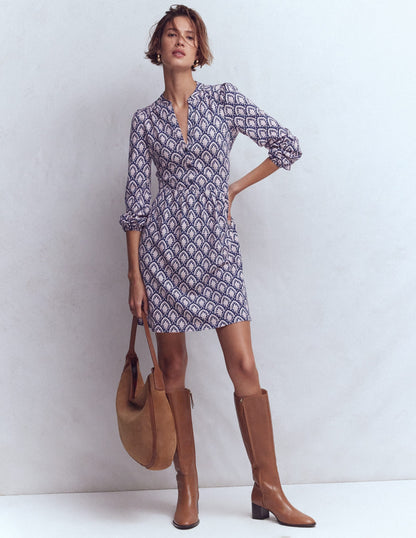 Amy Short Jersey Dress-Navy, Petal Terrace