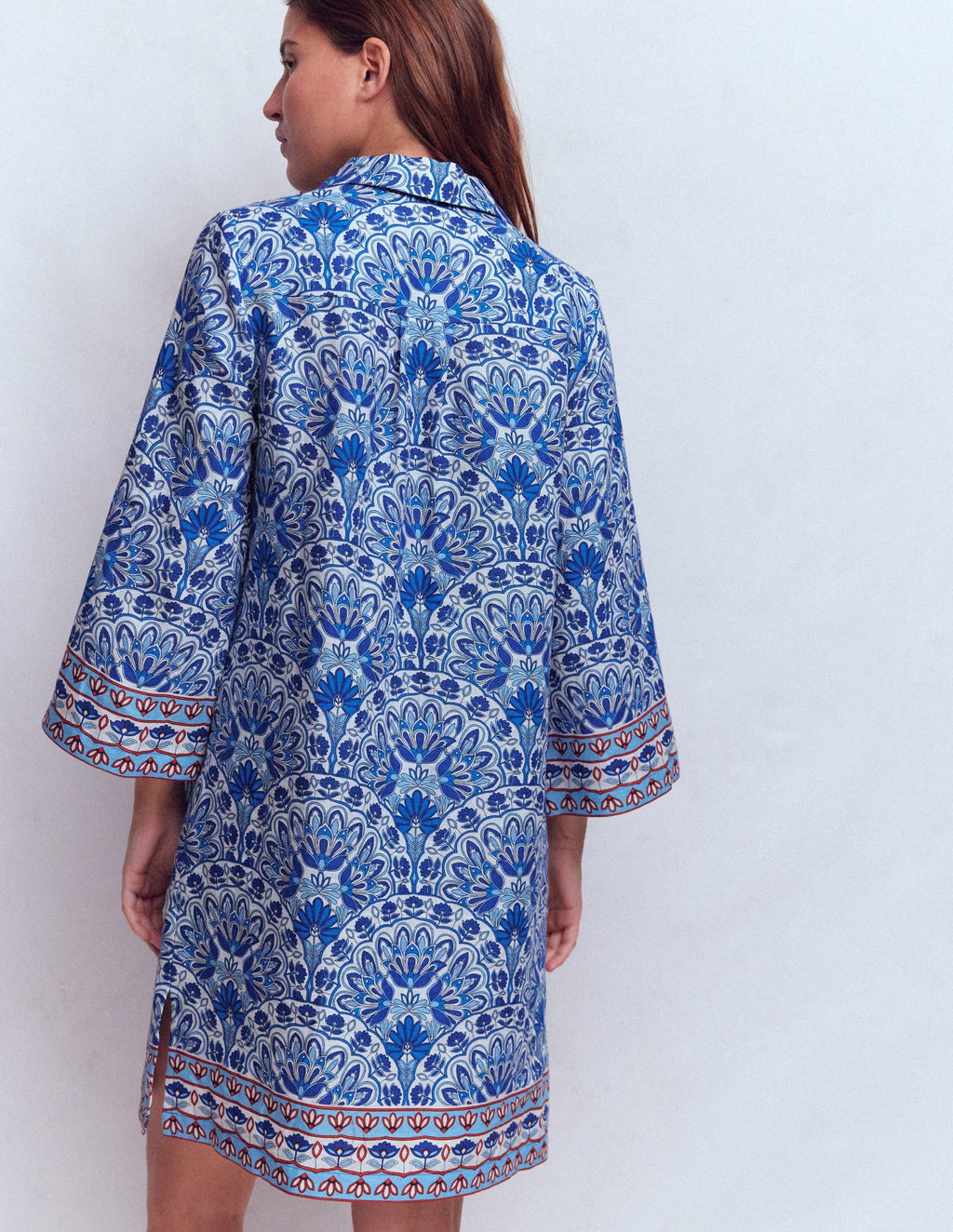 Carmen Linen Short Dress-Bright Blue, Elaborate Terrace