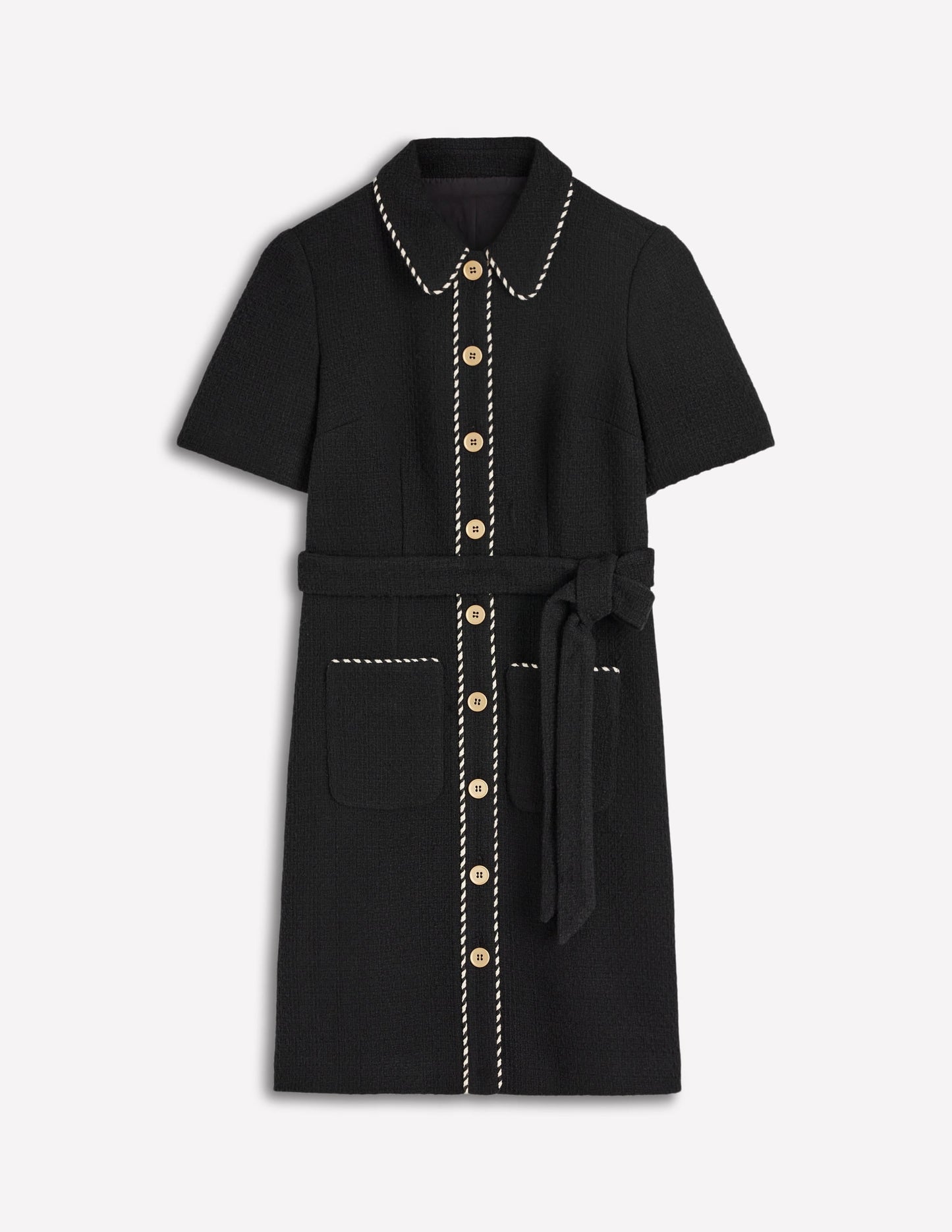 Loren Trim Short Dress-Black