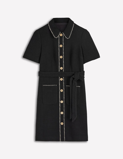 Loren Trim Short Dress-Black