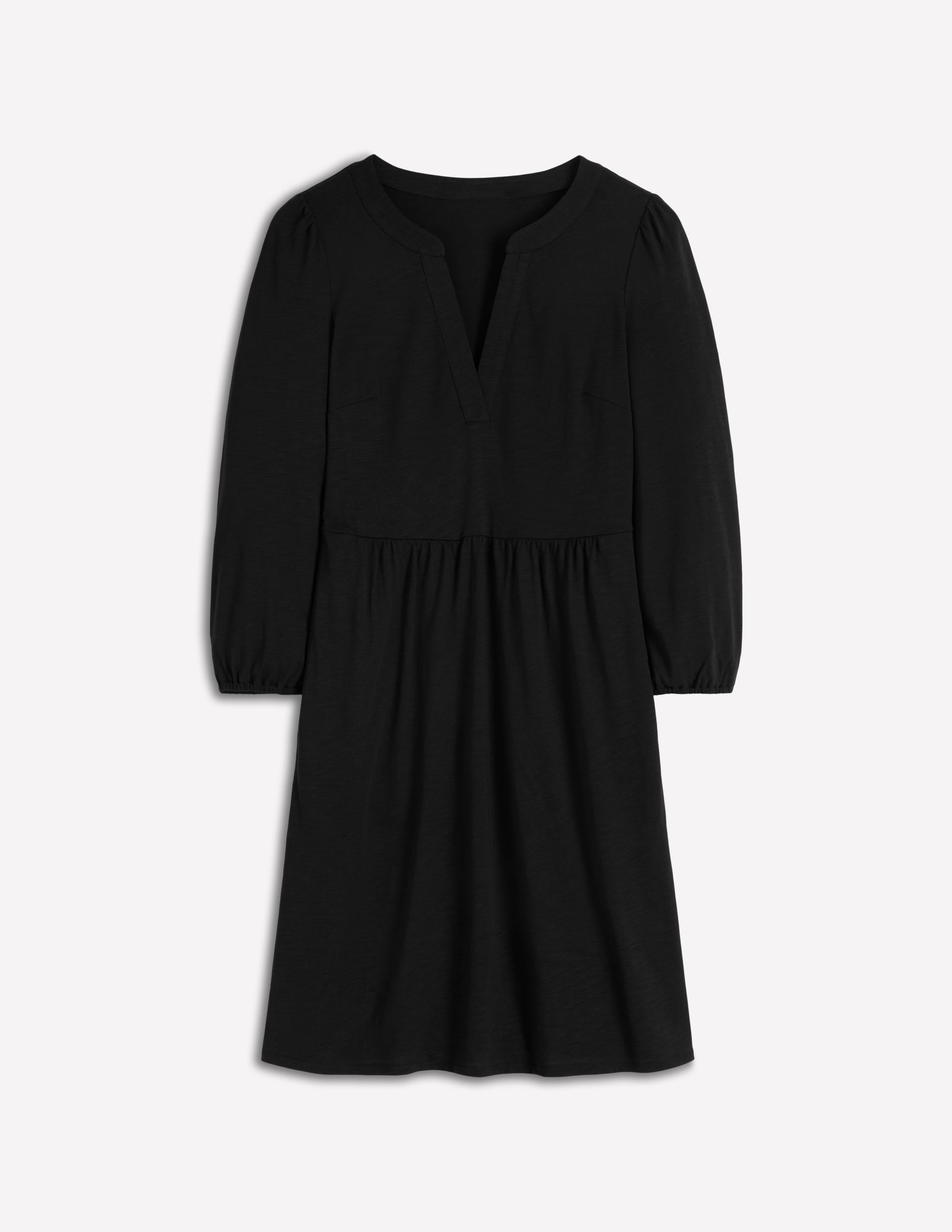 Cathy Notch Neck Jersey Dress-Black