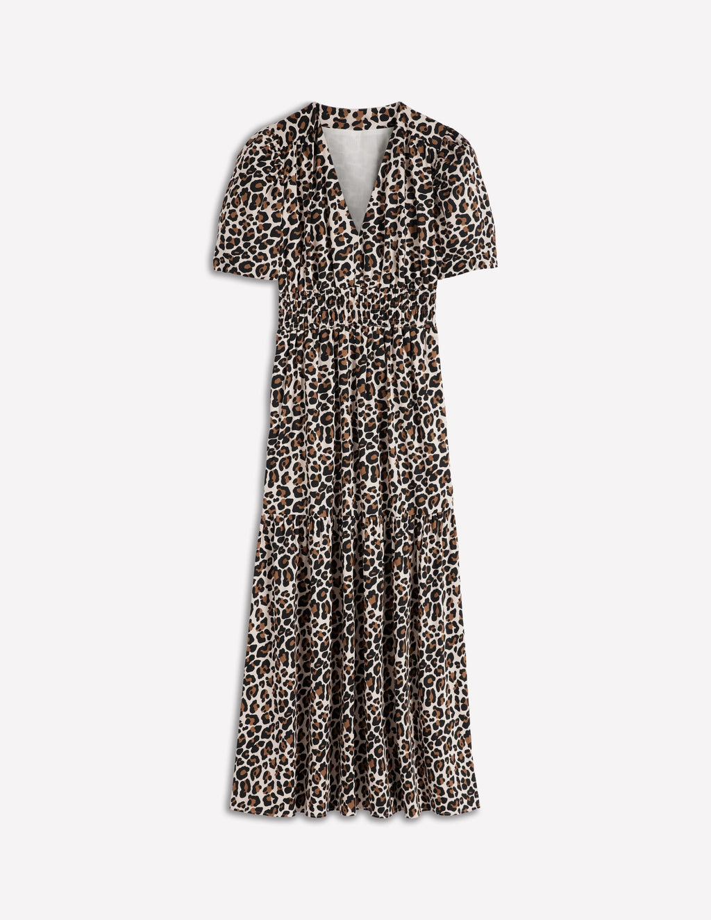 Irene Puff Sleeve Cotton Dress-Almond Milk, Cheetah Pop