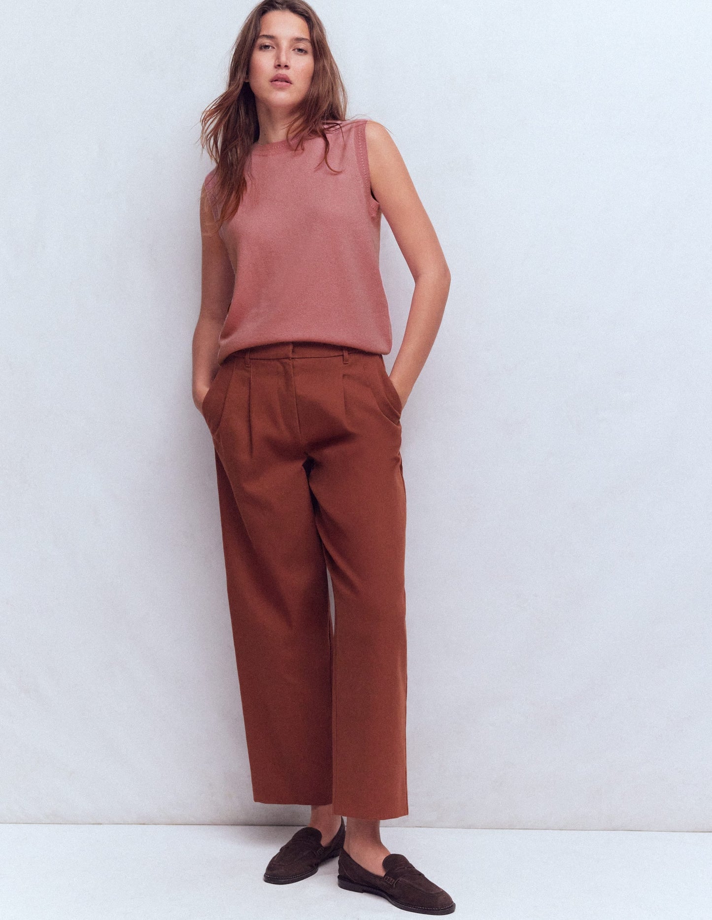 Eva Cashmere Vest-Camelia Pink