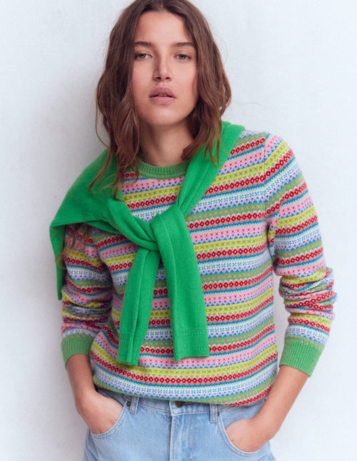 Edie Fair Isle Sweater-Multi, Heritage Geo