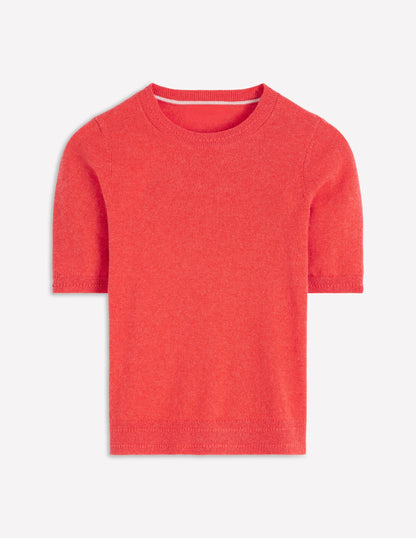 Eva Cashmere T-Shirt-Fiery Orange Melange
